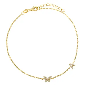 Pavé Butterfly Initial Anklet