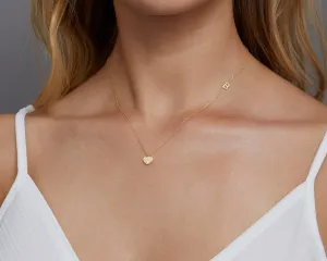Pave Heart Initial Necklace