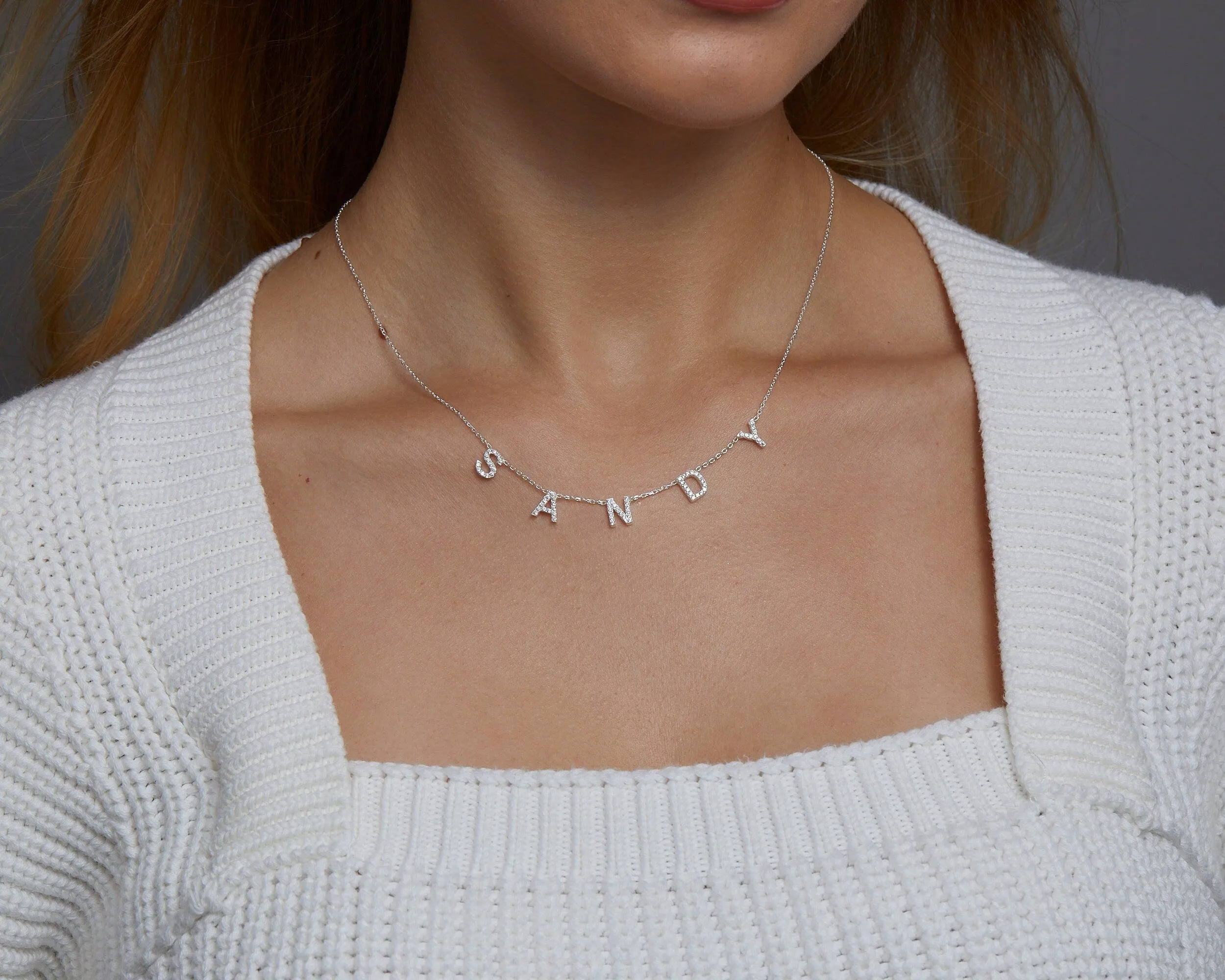Pave Initials Necklace - 18K Gold Vermeil