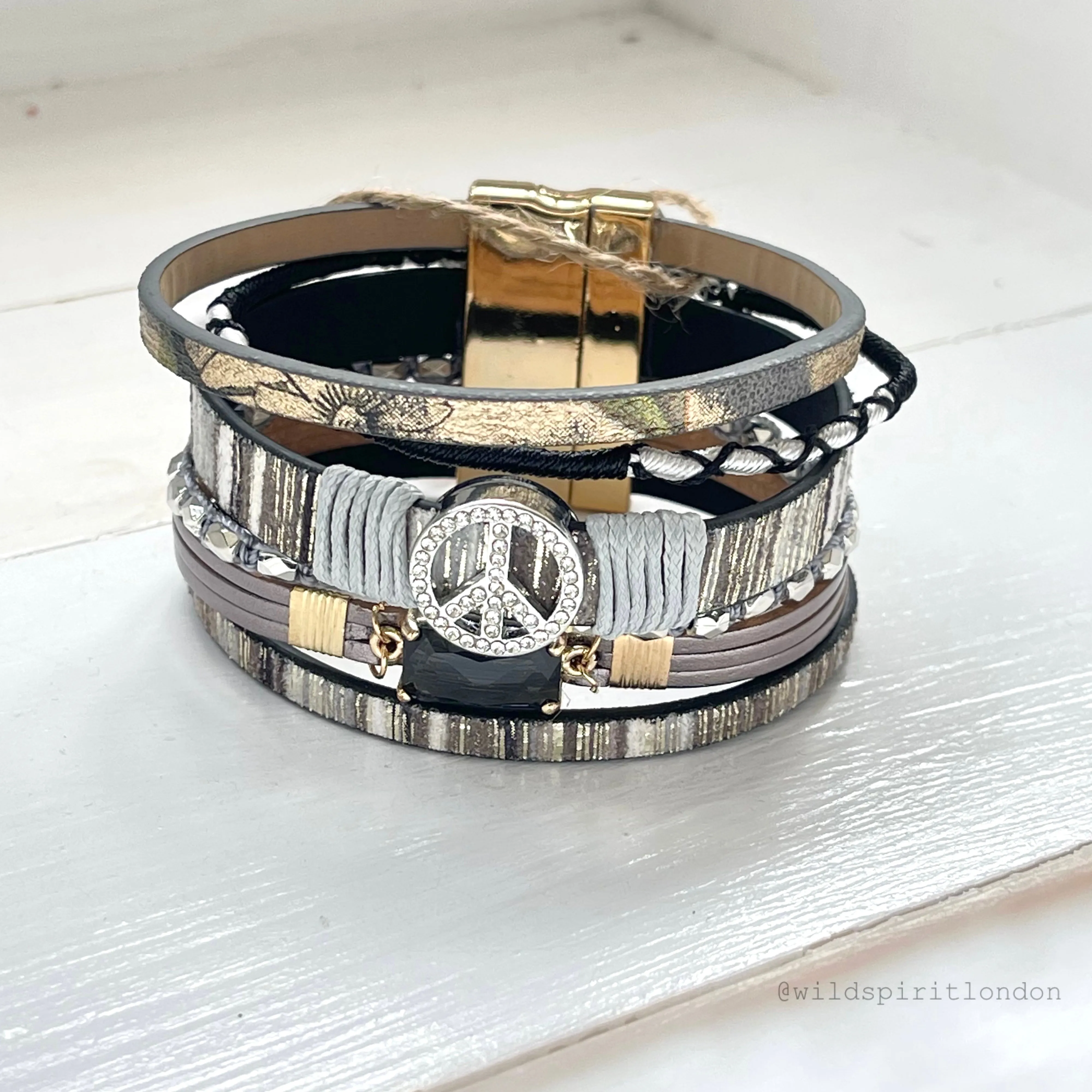 Peace Boho Cuff Bracelet
