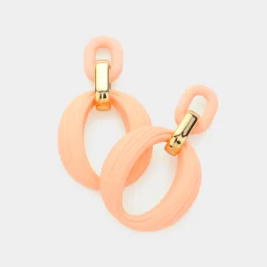 Peach Geometric Open Oval Link Fun Fashion Earrings | Runway Earrings | Headshot Earrings |  588684