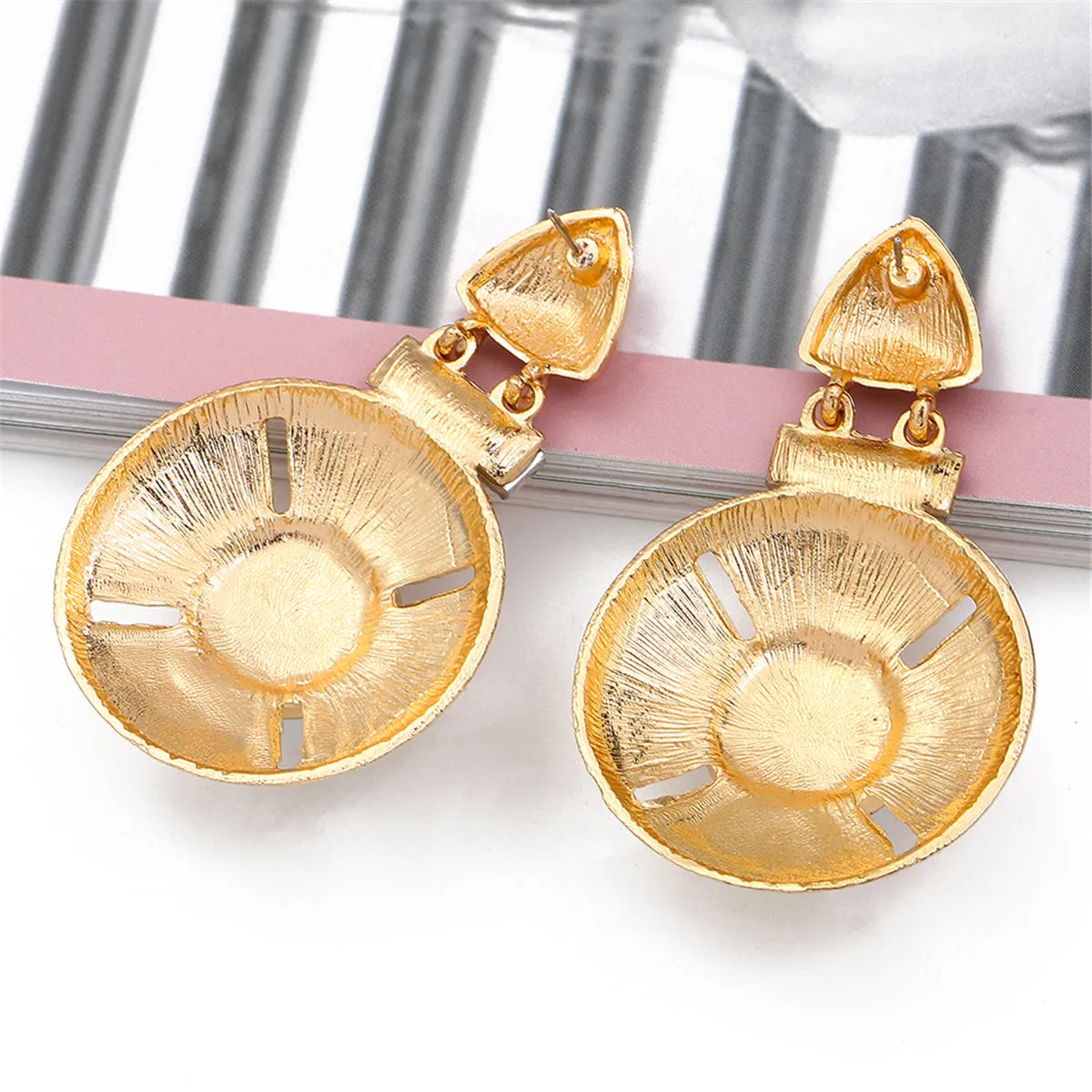Pearl & Clear Crystal 18k Gold-Plated Round Geometric Drop Earrings