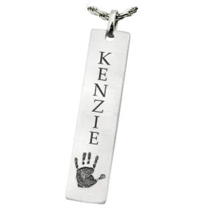 Personalized Bar Pendant Vertical Handprint