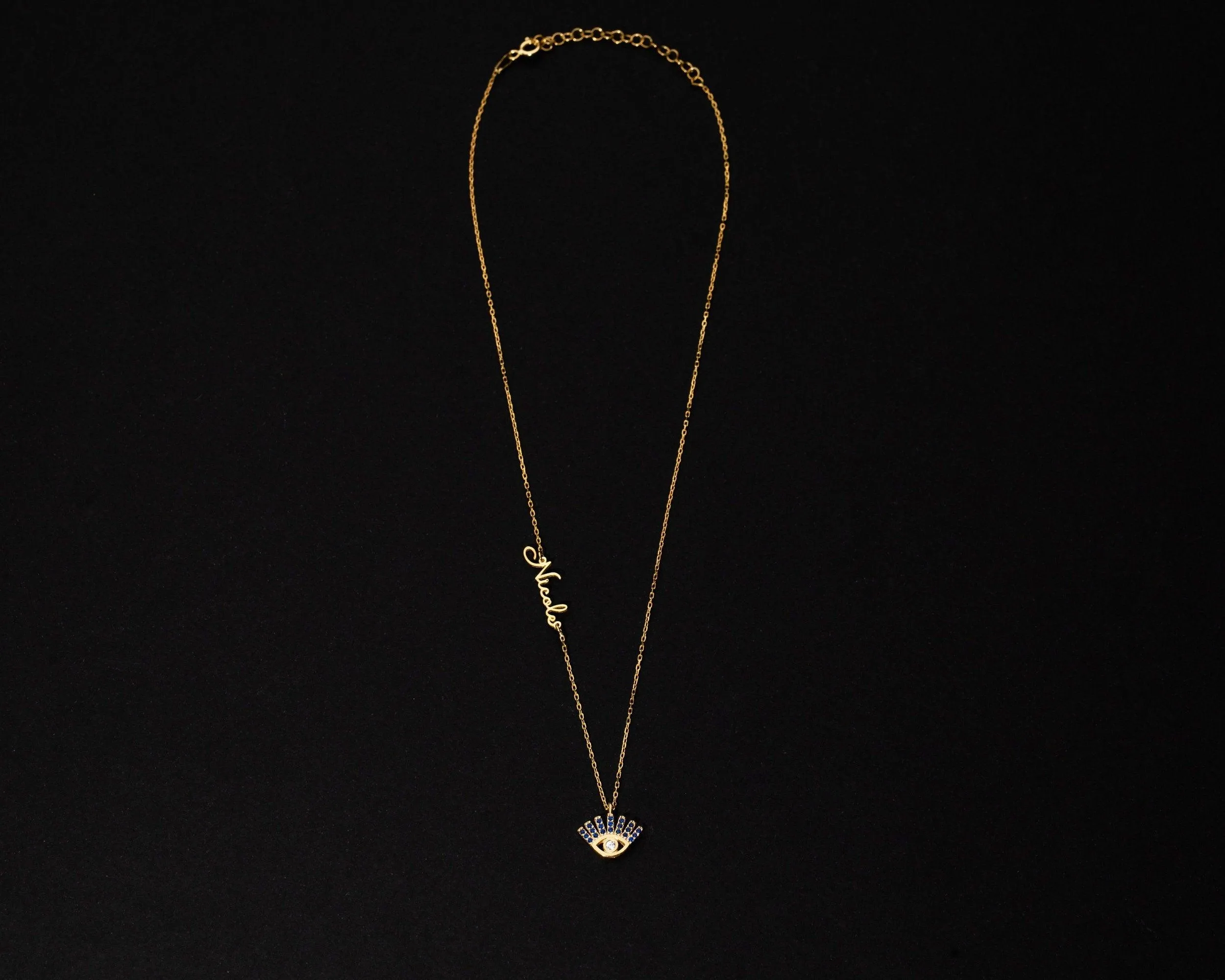 Personalized Evil Eye Necklace - 18K Gold Vermeil