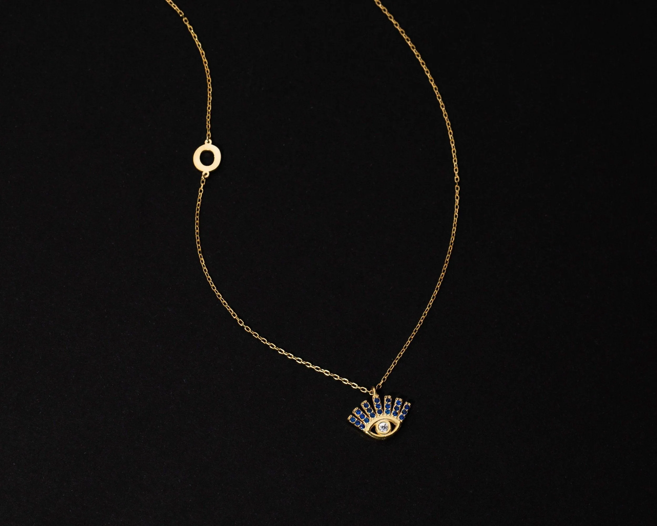 Personalized Evil Eye Necklace - 18K Gold Vermeil