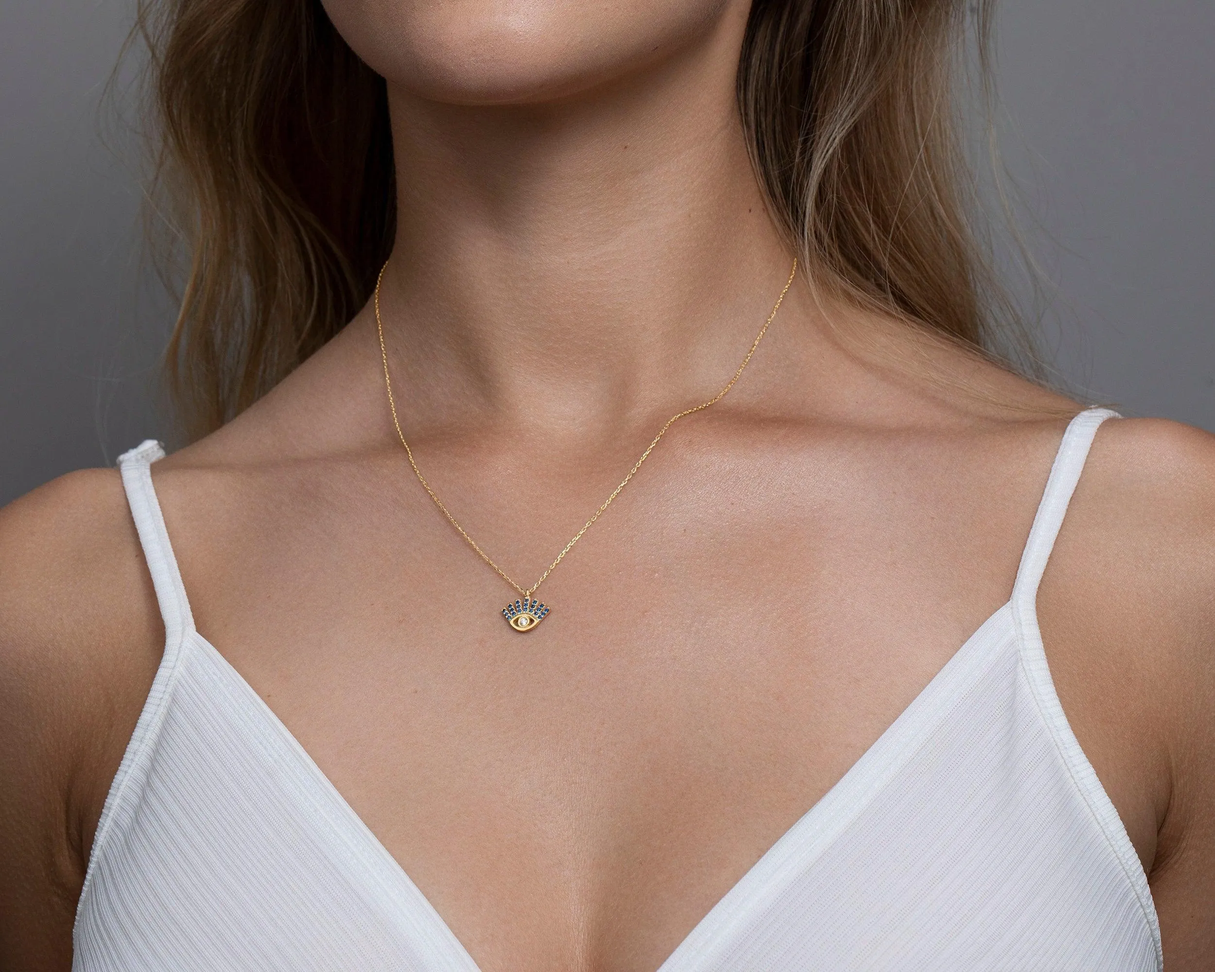 Personalized Evil Eye Necklace - 18K Gold Vermeil