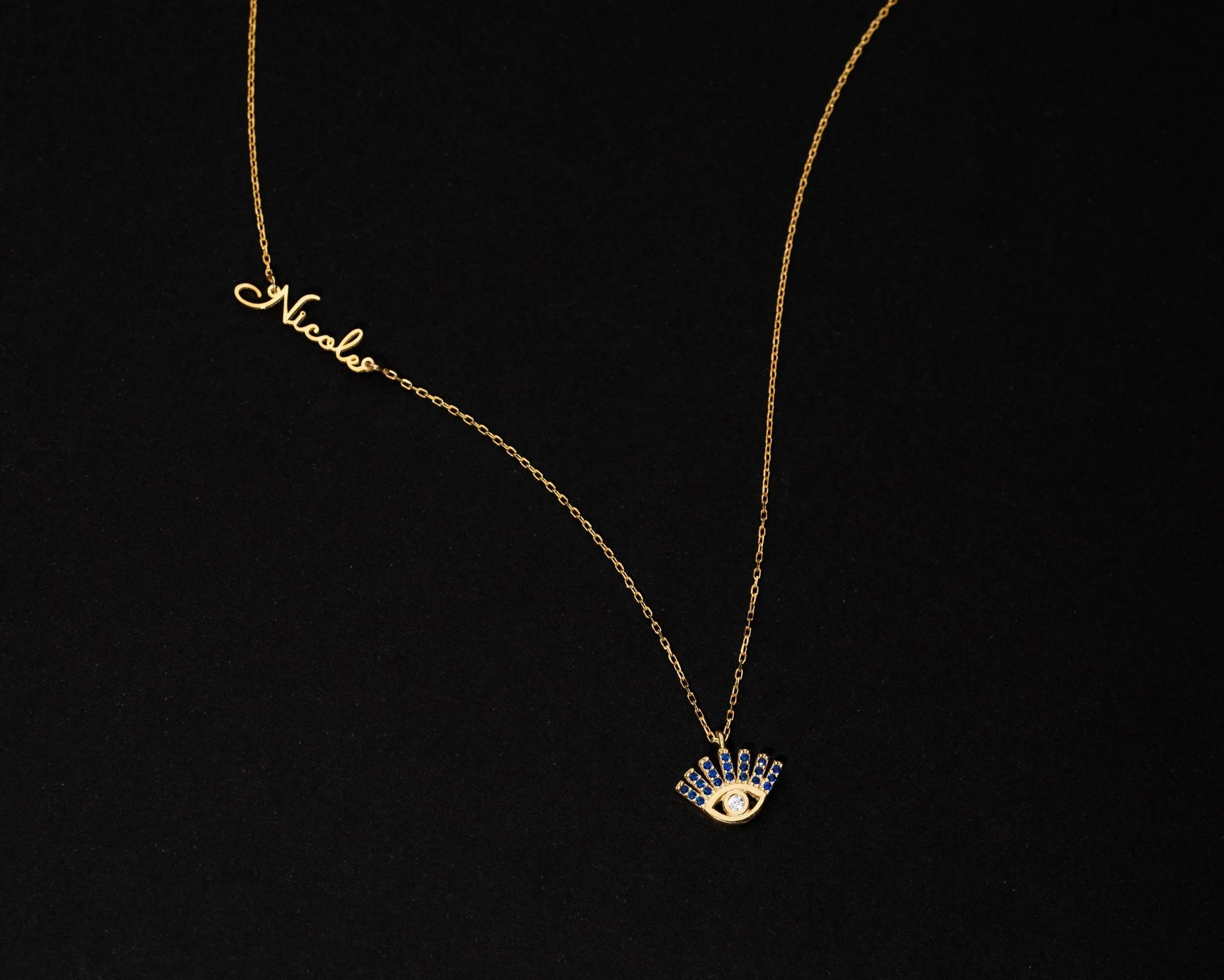 Personalized Evil Eye Necklace - 18K Gold Vermeil