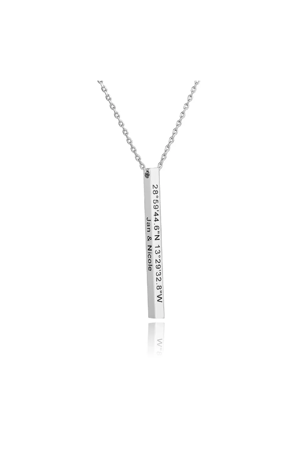 Personalized Gift 3D Bar Dimensional Pendant Necklaces
