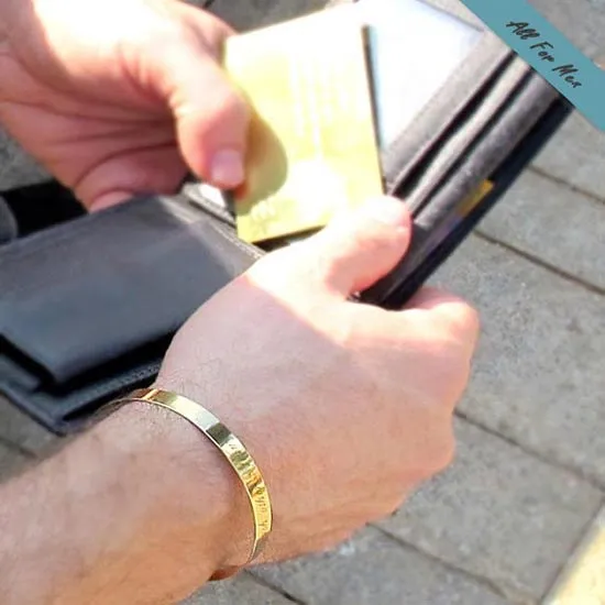 Personalized Gold Cuff Bracelet - Anniversary Gift for Men