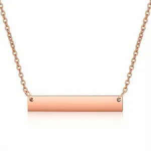 Personalized Stainless Steel Bar Necklace Custom Engraved Name Date Pendant