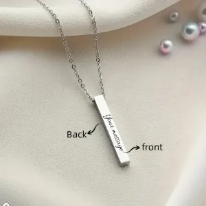 Personalized Stainless Steel Bar Pendant Necklace for Men