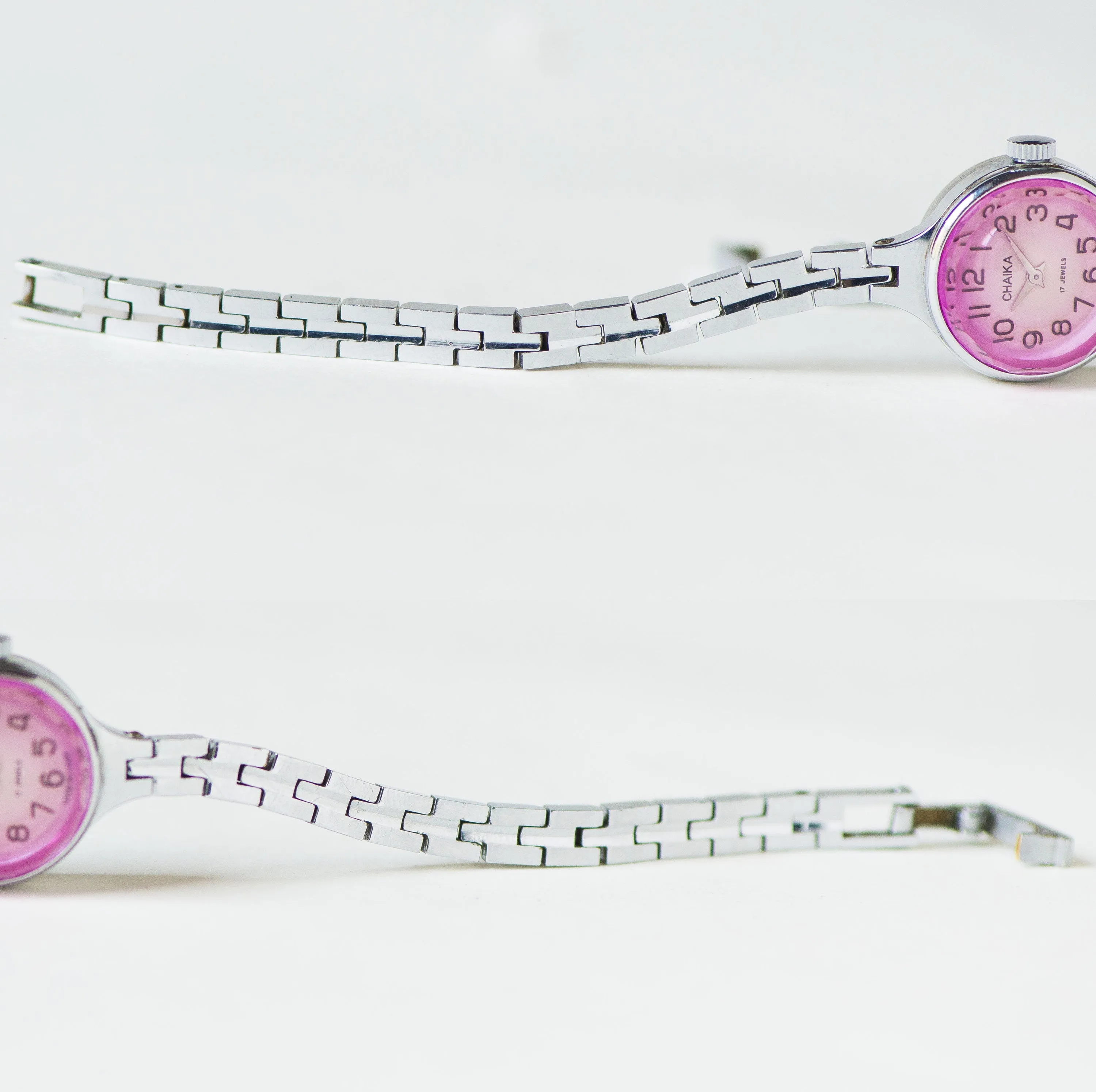 Pink cocktail watch for women chic jewelry silver shade, limited edition watch bracelet Seagull, vintage lady watch classic gift small wrist