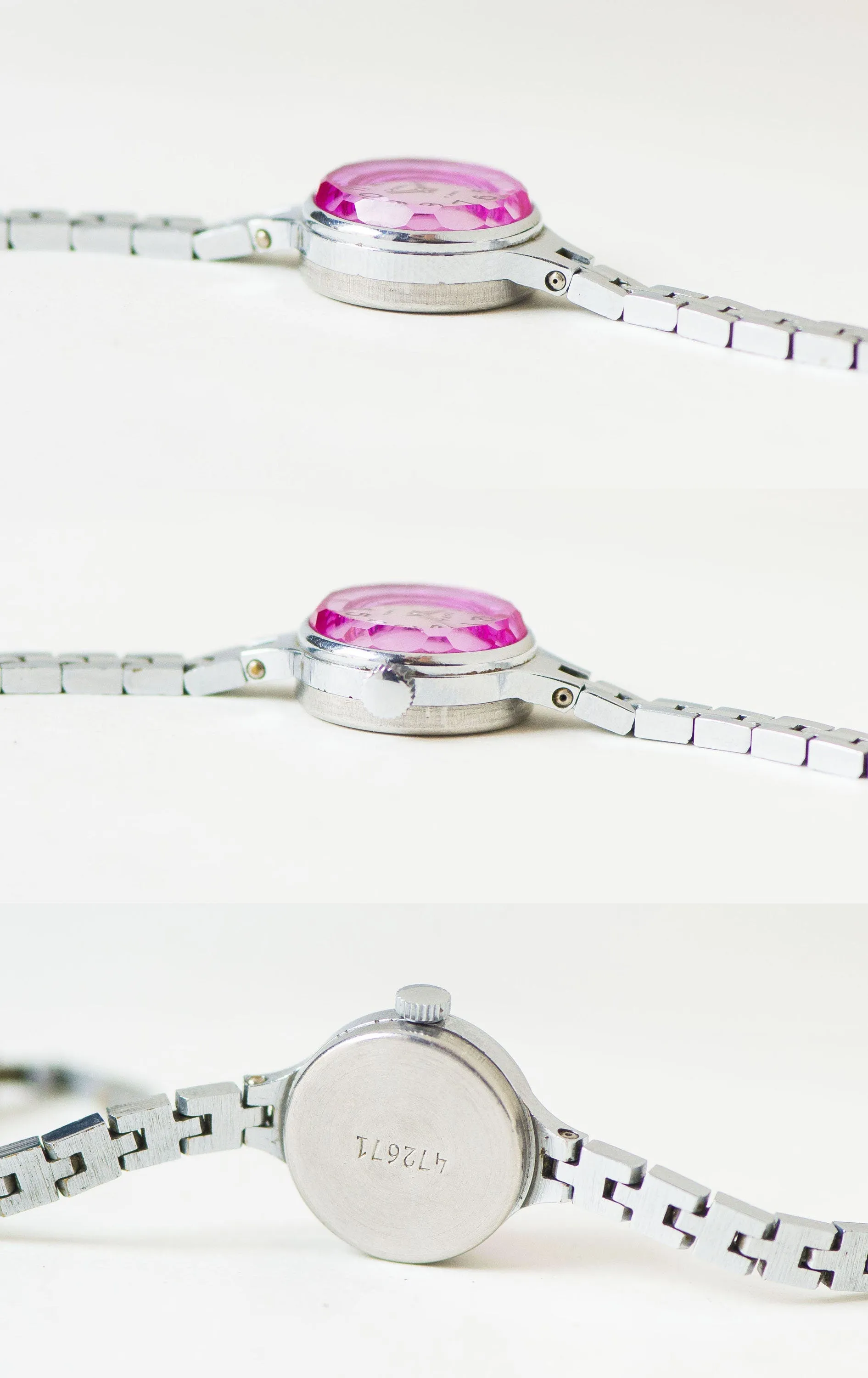 Pink cocktail watch for women chic jewelry silver shade, limited edition watch bracelet Seagull, vintage lady watch classic gift small wrist