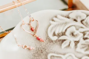 Pink Tourmaline 14K Rose Gold Filled Heart Choker Necklace | Worn on TV | CW Riverdale