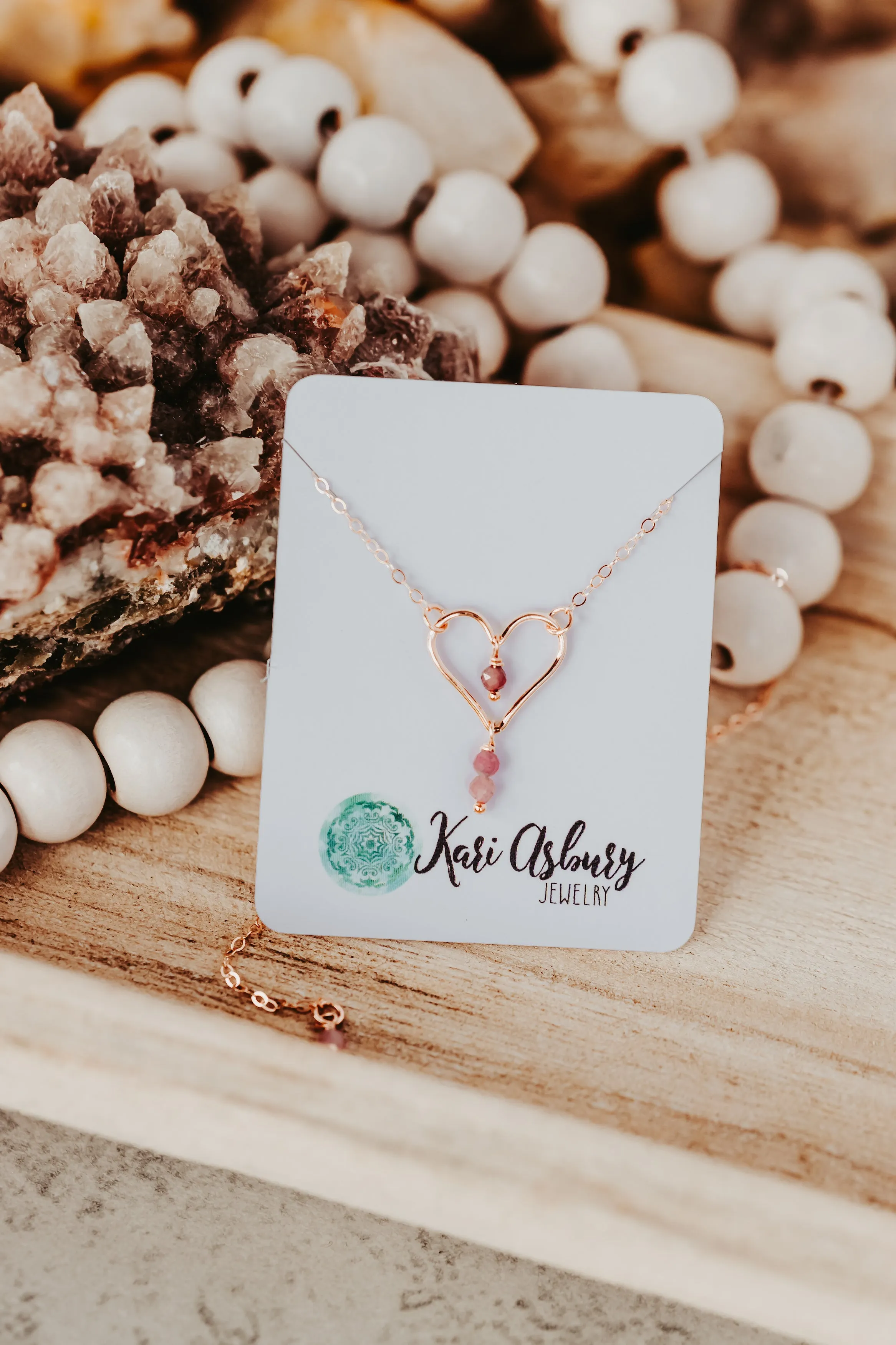 Pink Tourmaline 14K Rose Gold Filled Heart Choker Necklace | Worn on TV | CW Riverdale