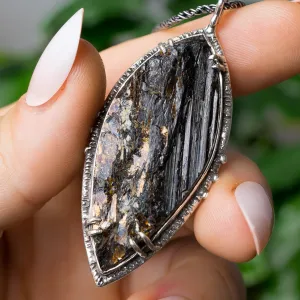 PRE-ORDER FOR PATRI- Raw Astrophyllite Silver Pendant