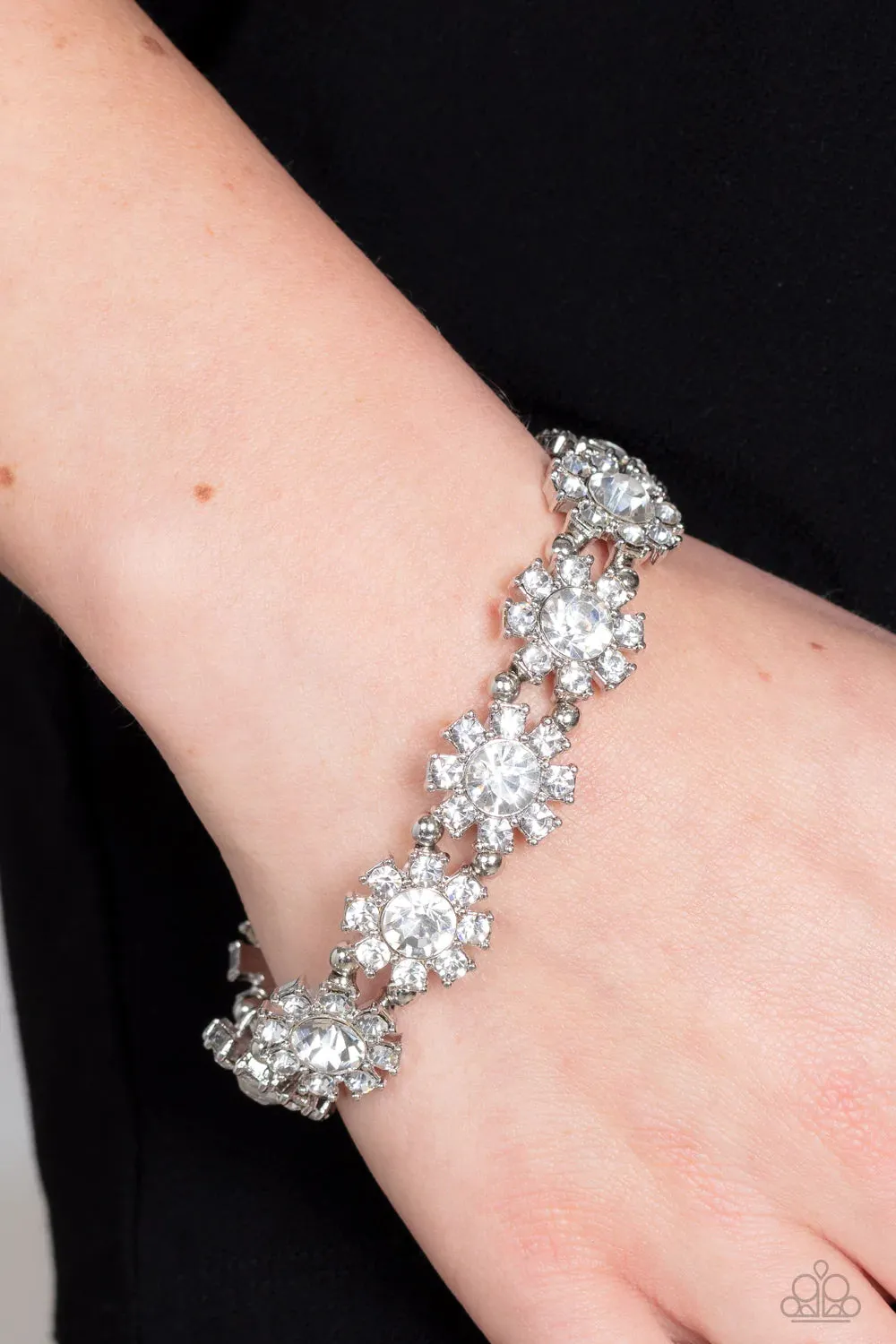 Premium Perennial - White (Rhinestone) Bracelet