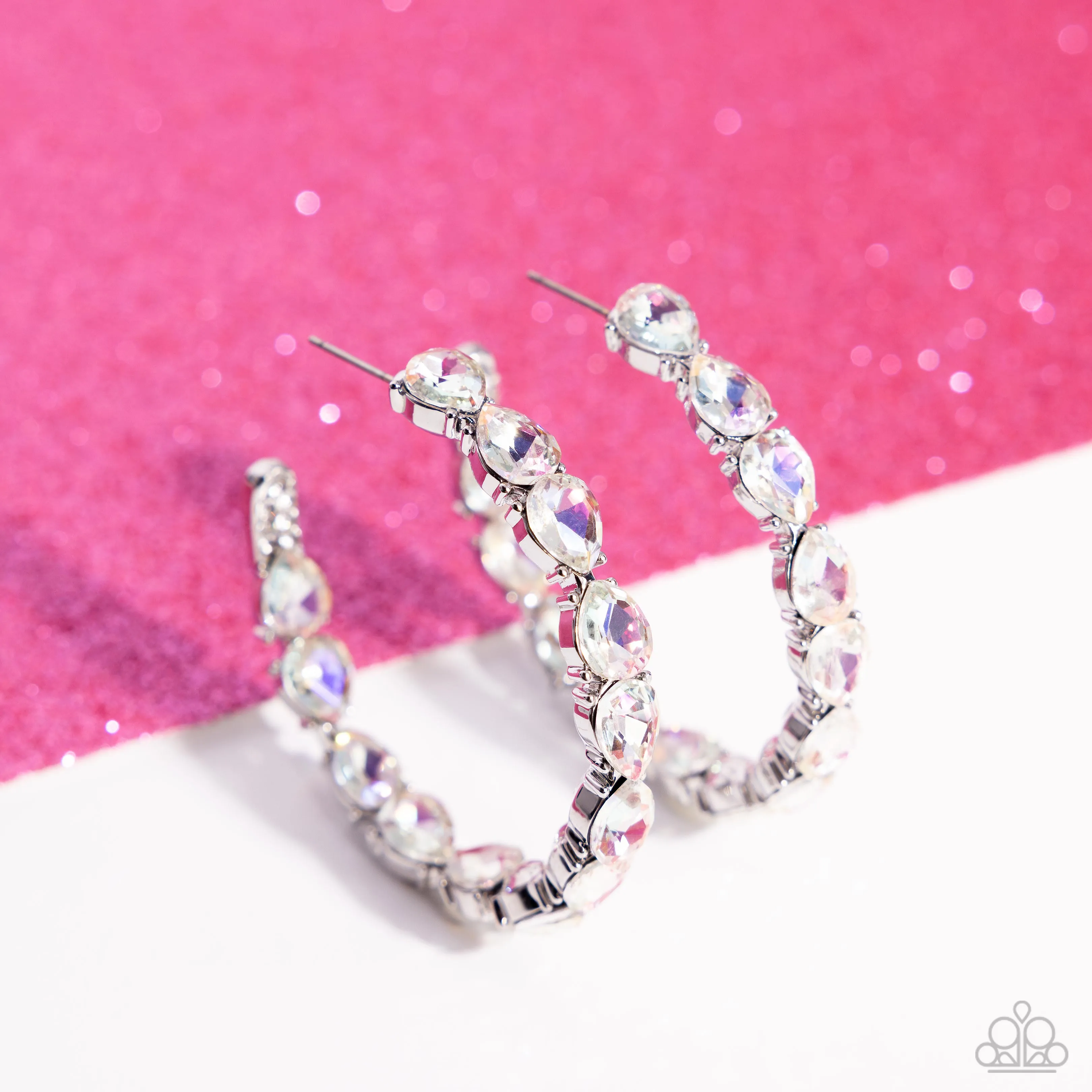 Presidential Pizzazz White Hoop Earrings Paparazzi