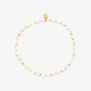 Pura Vida Rainbow Reef Pearl Stretch Anklet – Colorful Beads & Natural Pearls
