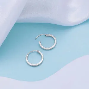 Pure Silver Earrings - Shiny Sphere Hoop