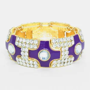 Purple and Rhinestone Fun Fashion Stretch Pageant Bracelet | Rhinestone Bracelets| 253494