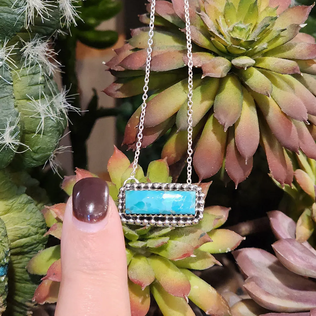" Juliet " Kingman Turquoise Small Bar Necklace