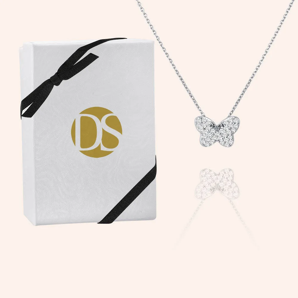 "Melody" 1.4CTW Pave Butterfly Pendant Necklace
