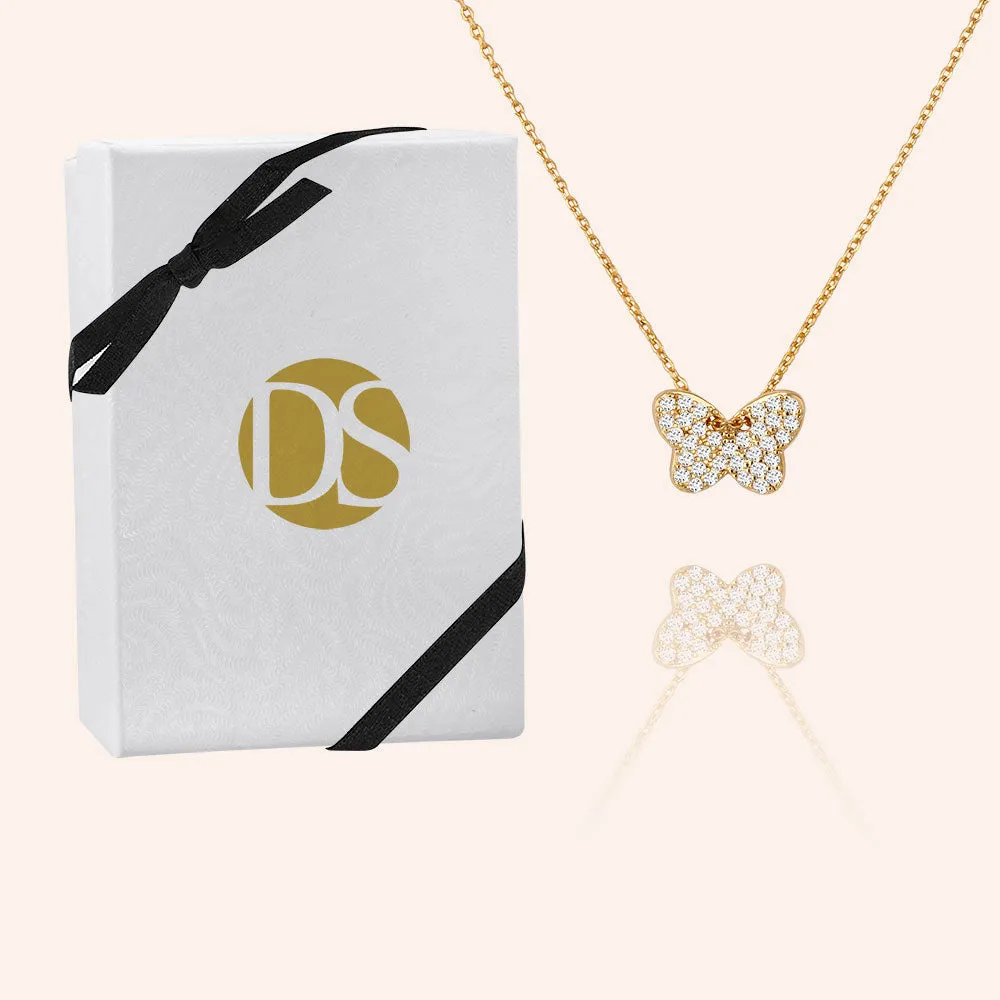 "Melody" 1.4CTW Pave Butterfly Pendant Necklace