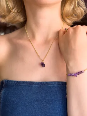 Raw Amethyst Minimalist Necklace