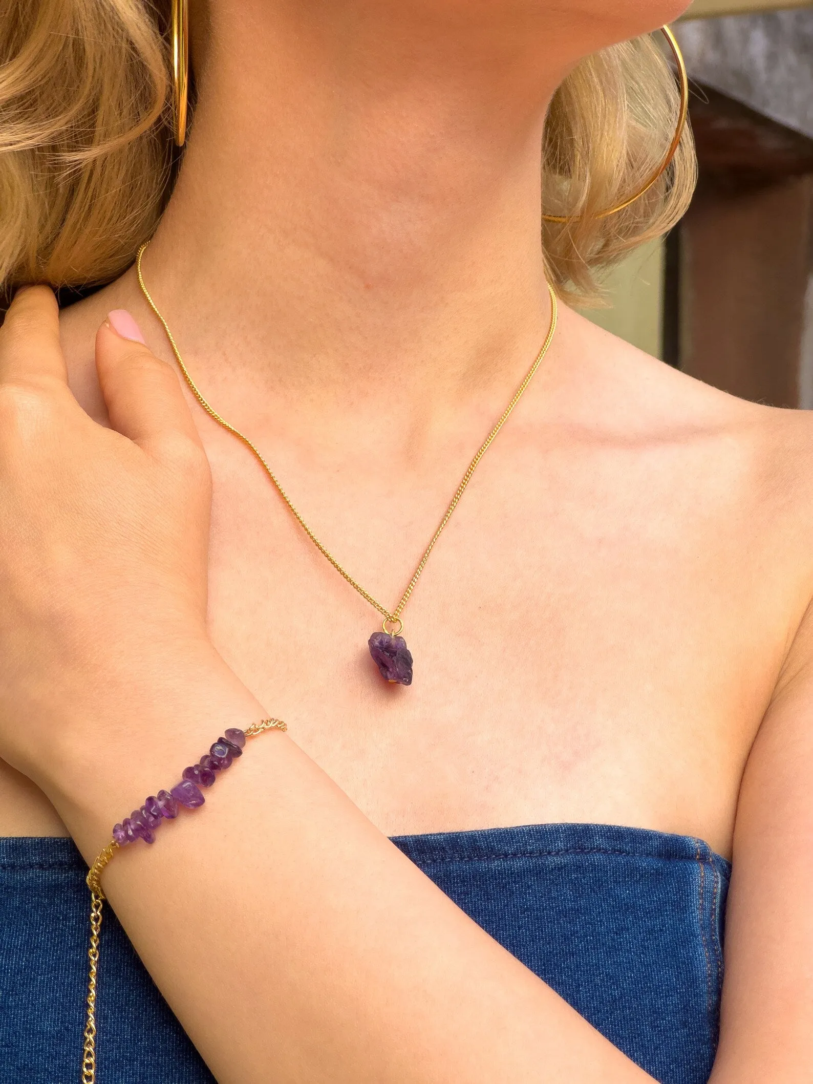 Raw Amethyst Minimalist Necklace