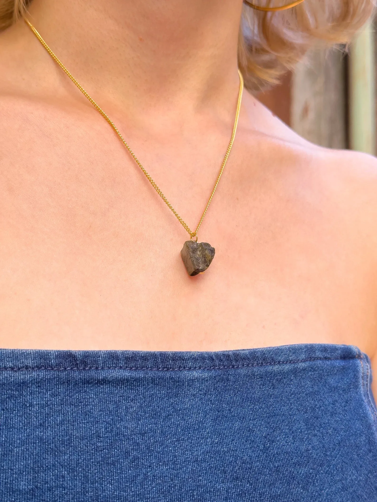 Raw Labradorite Minimalist Necklace