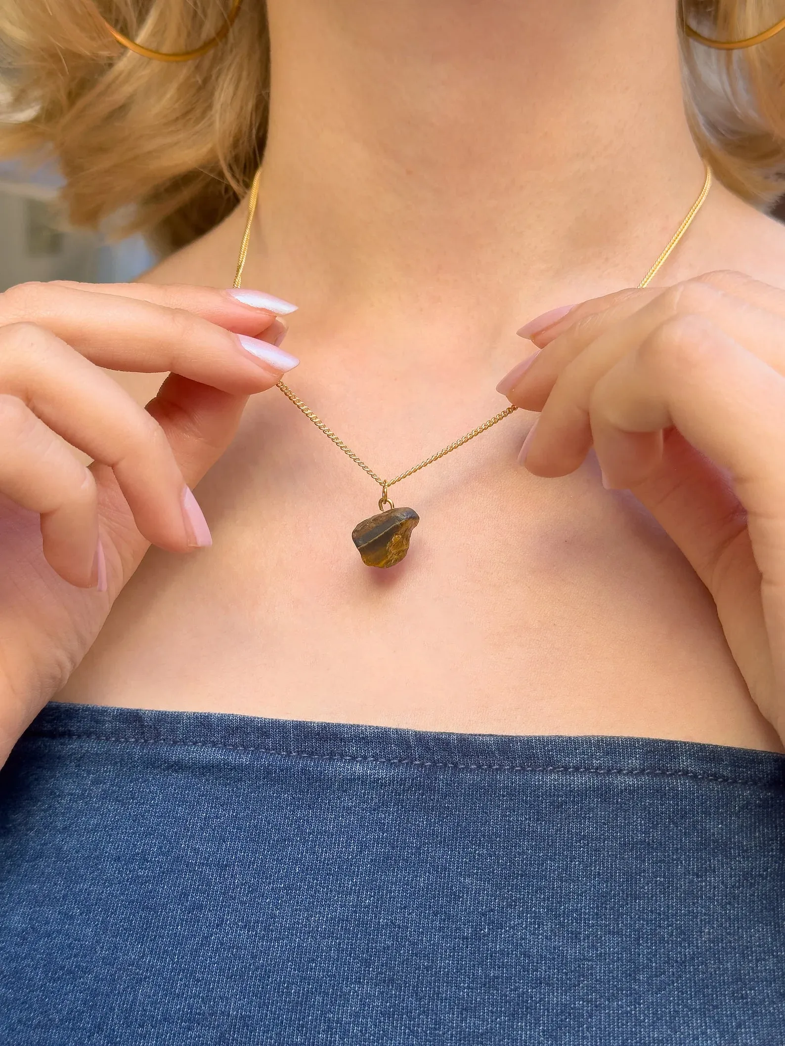 Raw Tiger's Eye Minimalist Necklace