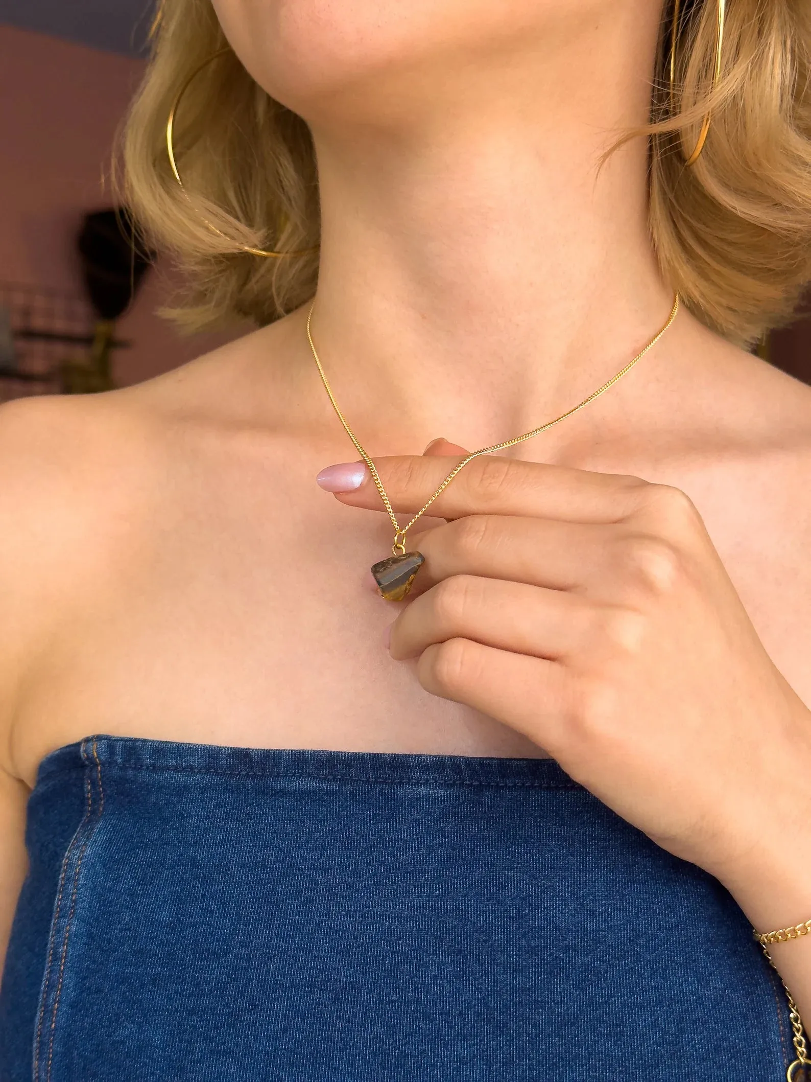 Raw Tiger's Eye Minimalist Necklace