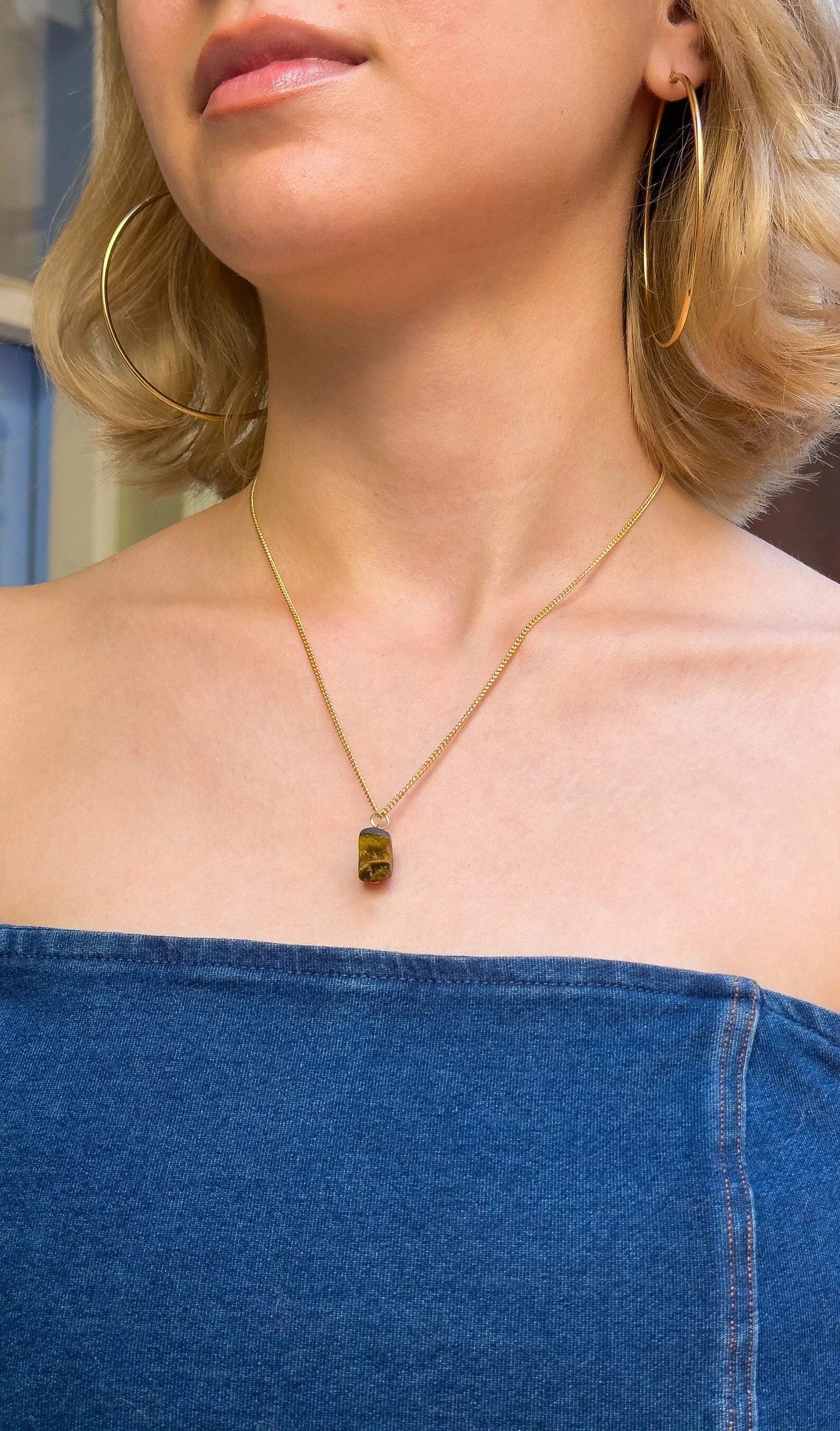 Raw Tiger's Eye Minimalist Necklace