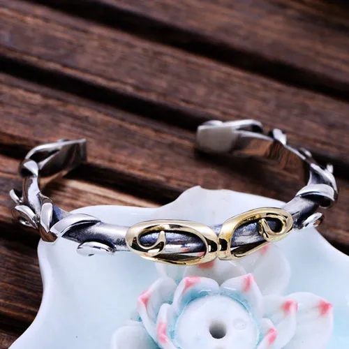 Real Solid 925 Sterling Silver Cuff Bracelet Bangle Cirrus Punk Jewelry