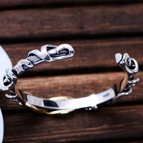 Real Solid 925 Sterling Silver Cuff Bracelet Bangle Cirrus Punk Jewelry