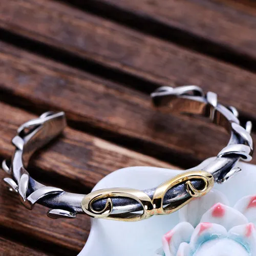 Real Solid 925 Sterling Silver Cuff Bracelet Bangle Cirrus Punk Jewelry