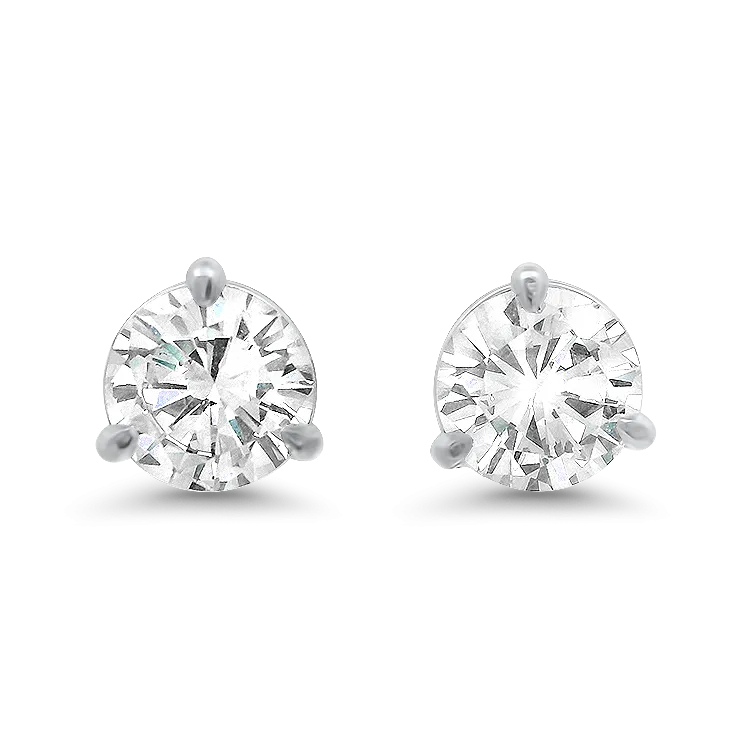 Reclaimed 14k White Gold Martini Diamond Studs - 2.02cts