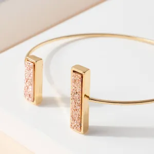 Rectangle Druzy Stones Open Cuff Bracelet