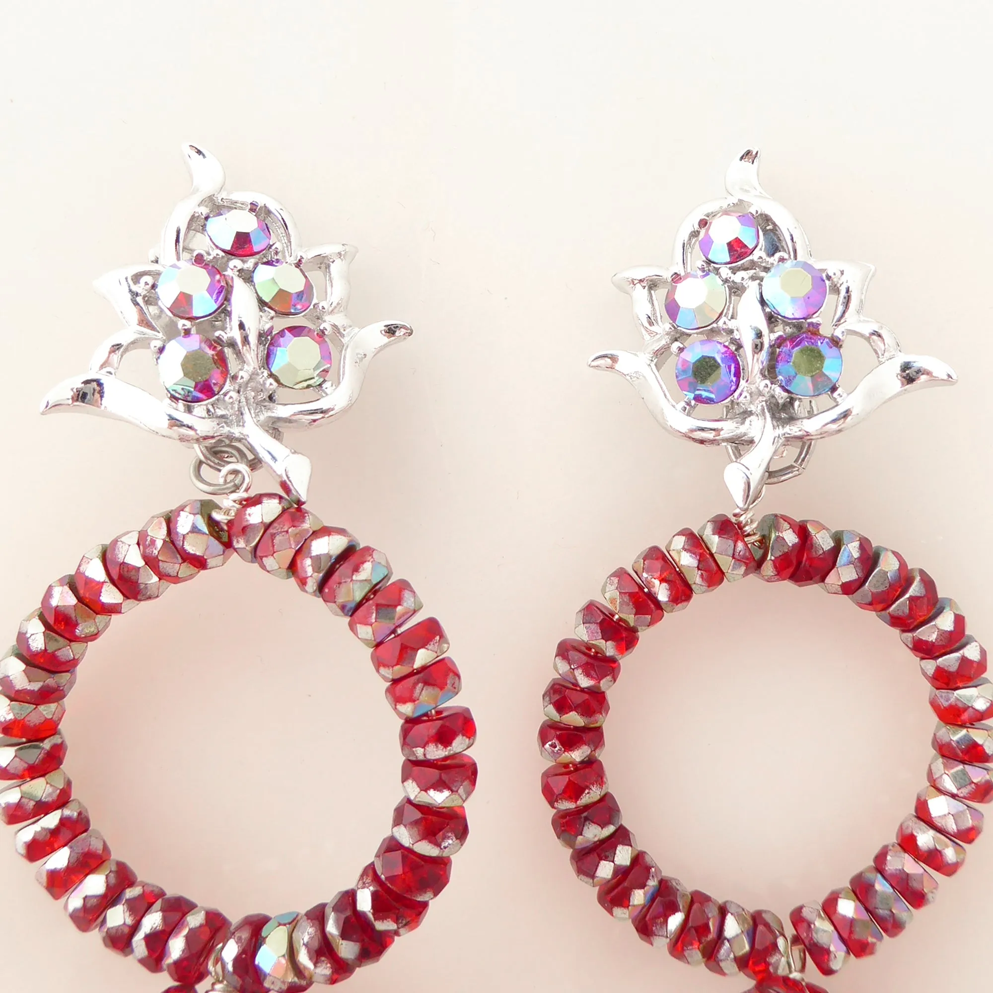 Red metallic glass earrings