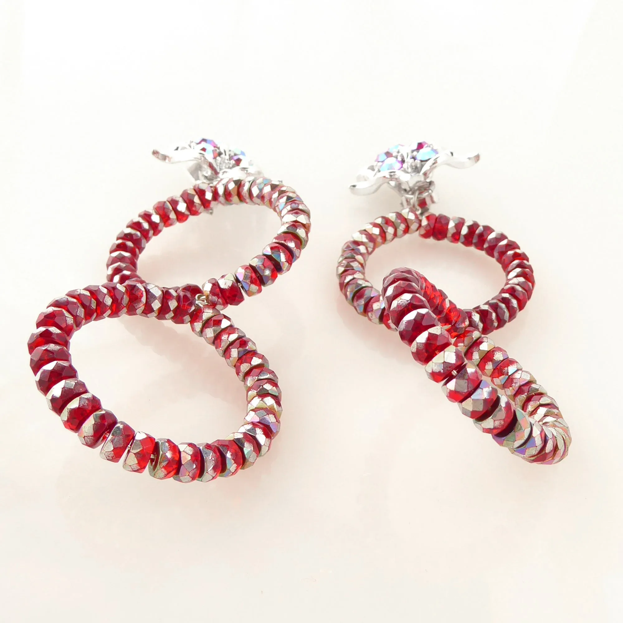 Red metallic glass earrings