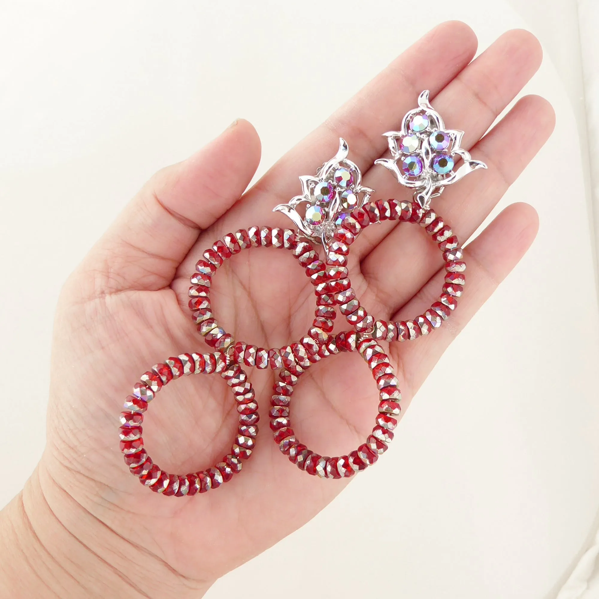 Red metallic glass earrings