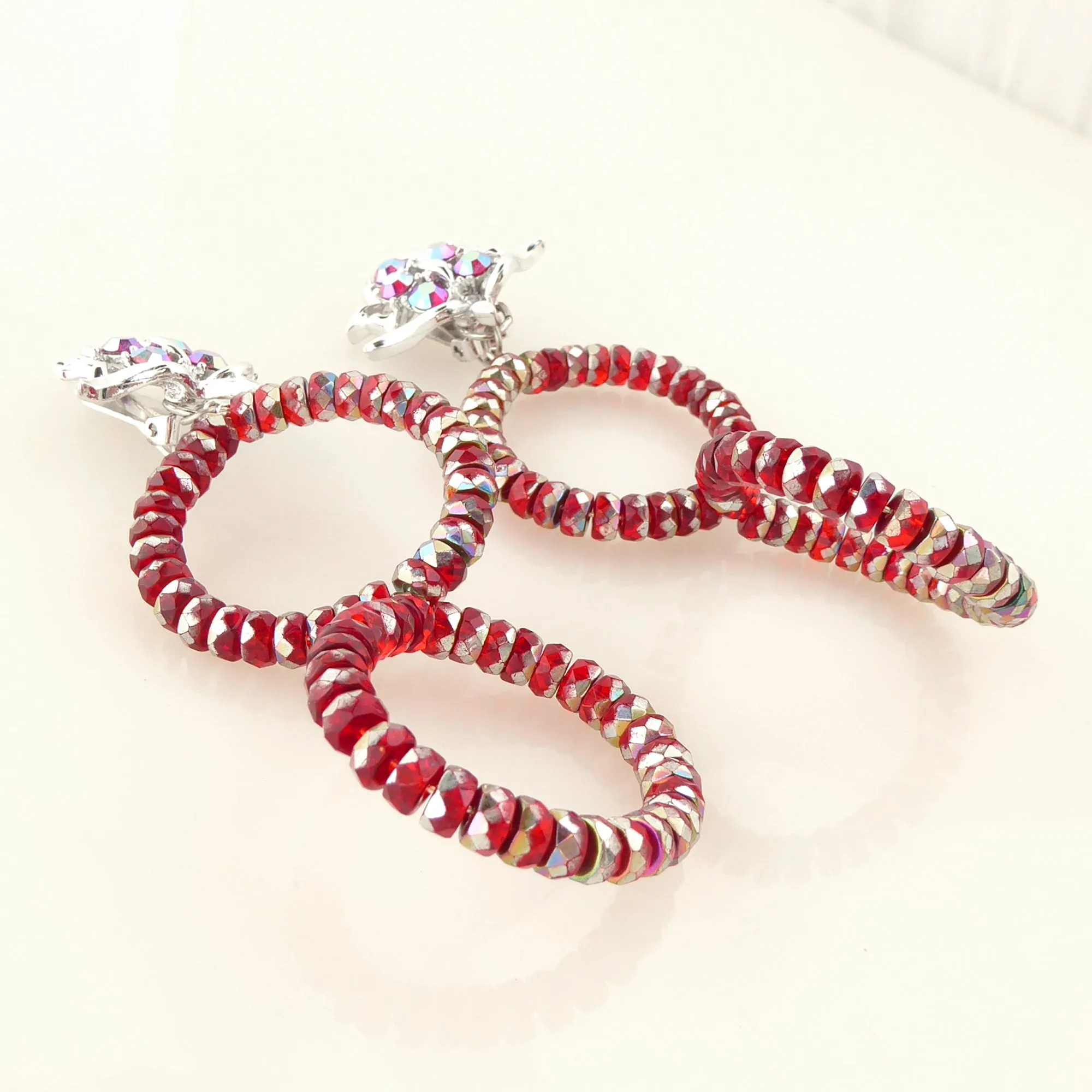 Red metallic glass earrings