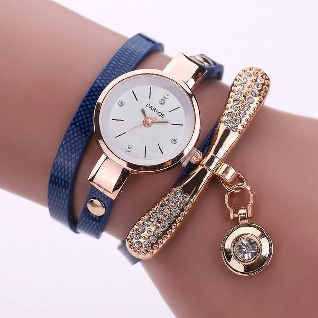 Retro Women Watch Leather Water Drop Pendant Bracelet Dial Analog Quartz Wrist Ladies Watch Women Watches Clock zegarek damski
