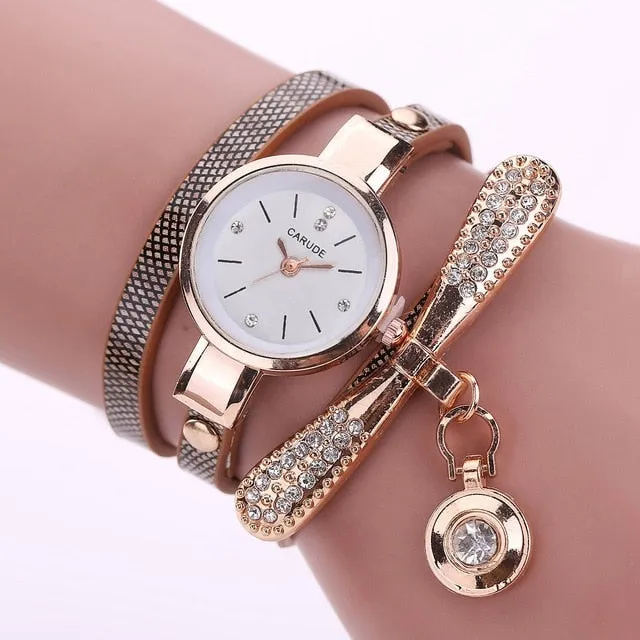 Retro Women Watch Leather Water Drop Pendant Bracelet Dial Analog Quartz Wrist Ladies Watch Women Watches Clock zegarek damski