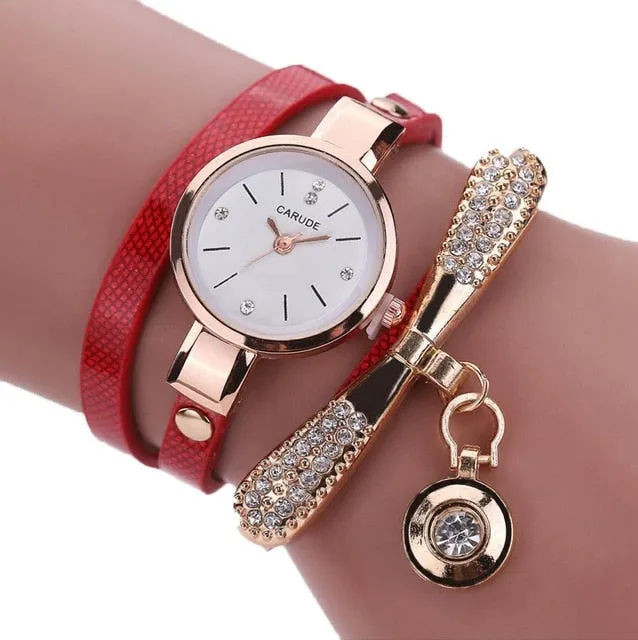 Retro Women Watch Leather Water Drop Pendant Bracelet Dial Analog Quartz Wrist Ladies Watch Women Watches Clock zegarek damski