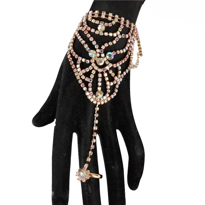 Rhinestone Bracelet with Ring