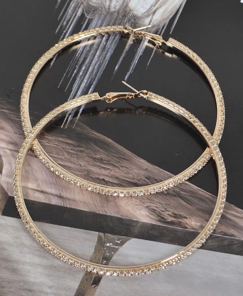 Rhinestone hoop earrings