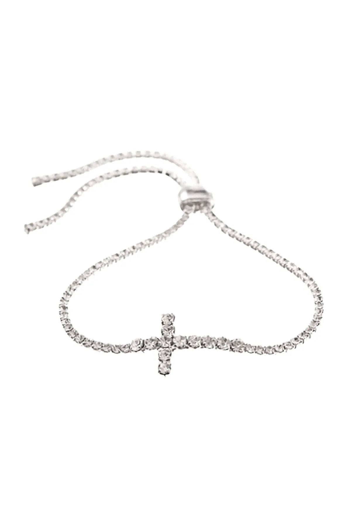 RHINESTONE SIDE CROSS SLIDER BRACELET