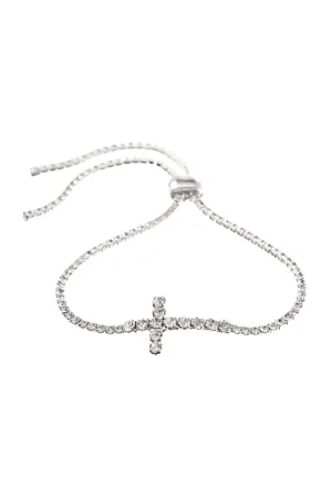 RHINESTONE SIDE CROSS SLIDER BRACELET